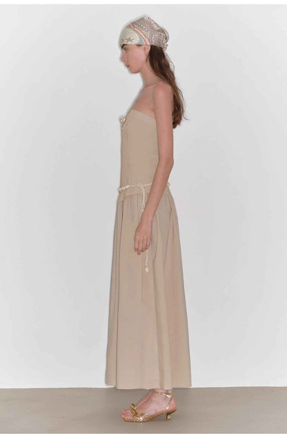 Robe midi trapèze bustier taille haute ajustée - MyParisMonaco