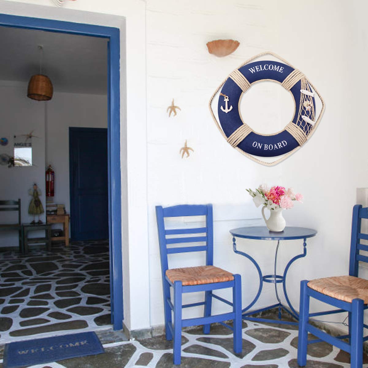 Bouée décorative murale, style méditerranéen — 30 cm