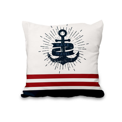 Lot de quatre housses de coussin nautiques effet lin