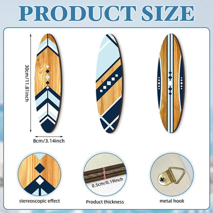 Planches de surf décoratives en bois — lot de 3