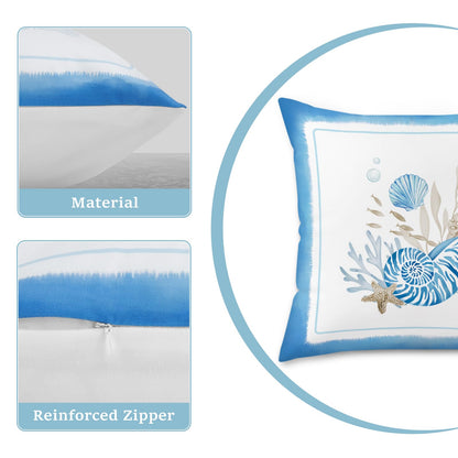 Lot de quatre housses de coussin en velours à motifs marins