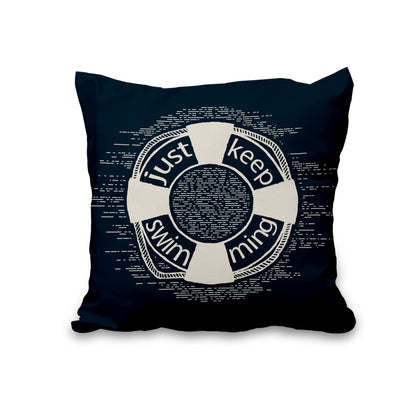 Lot de quatre housses de coussin nautiques effet lin
