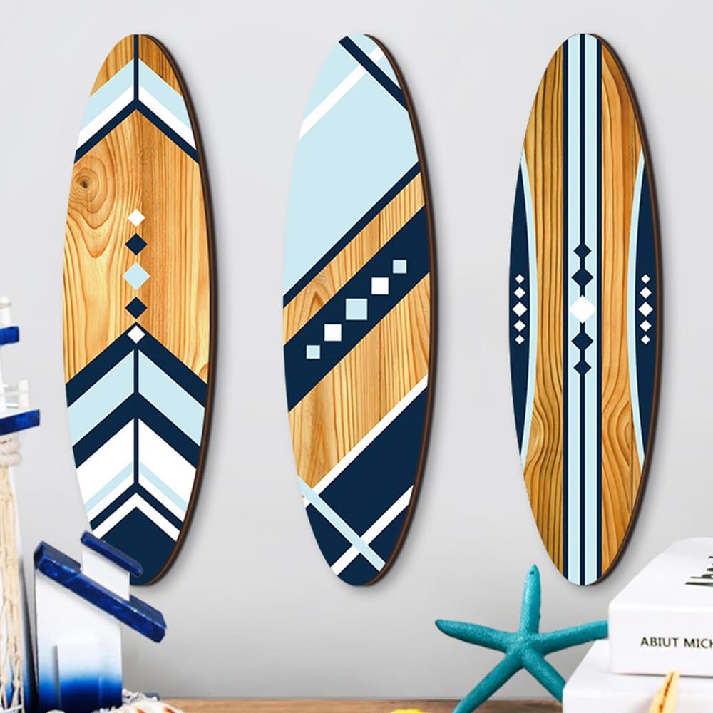 Planches de surf décoratives en bois — lot de 3