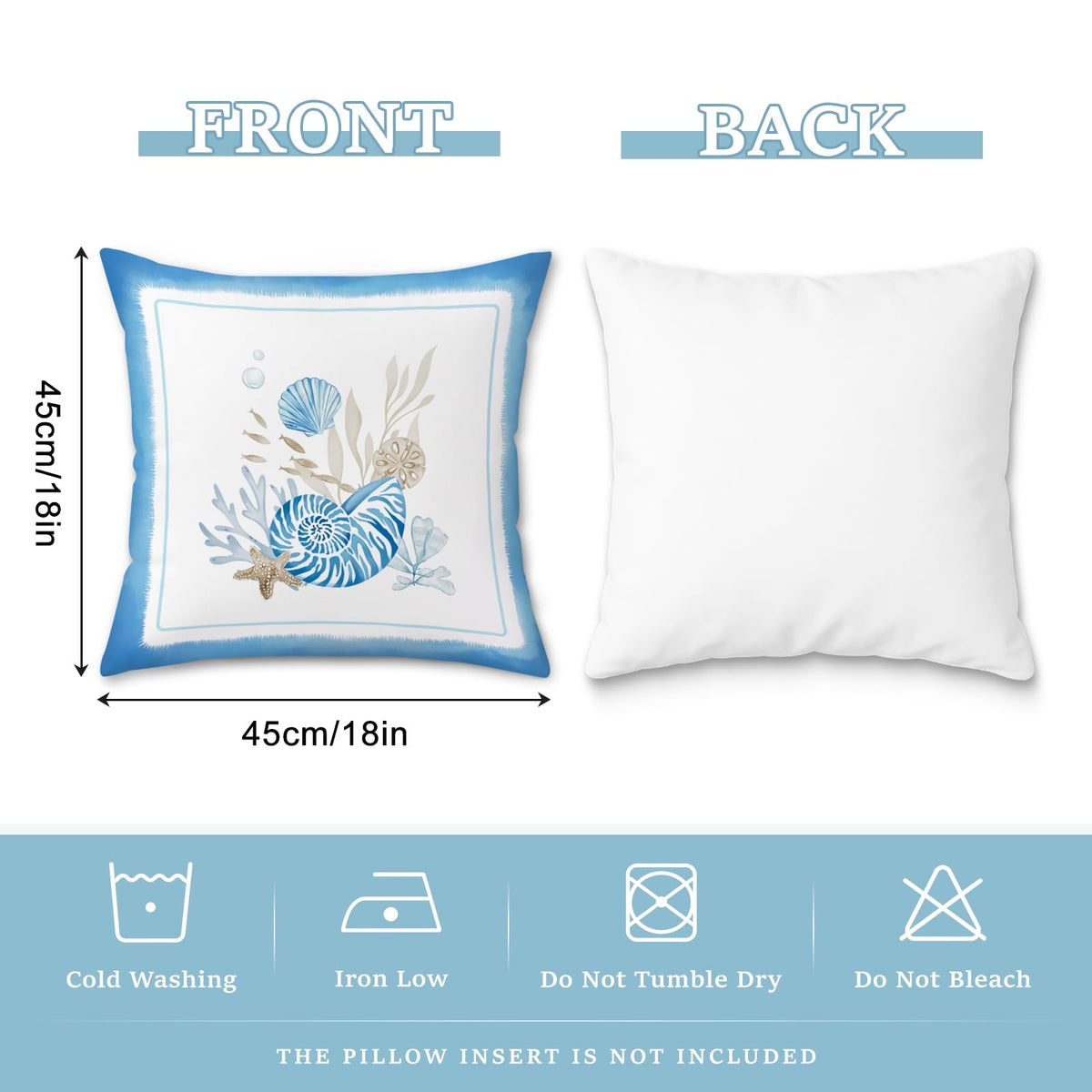 Lot de quatre housses de coussin en velours à motifs marins