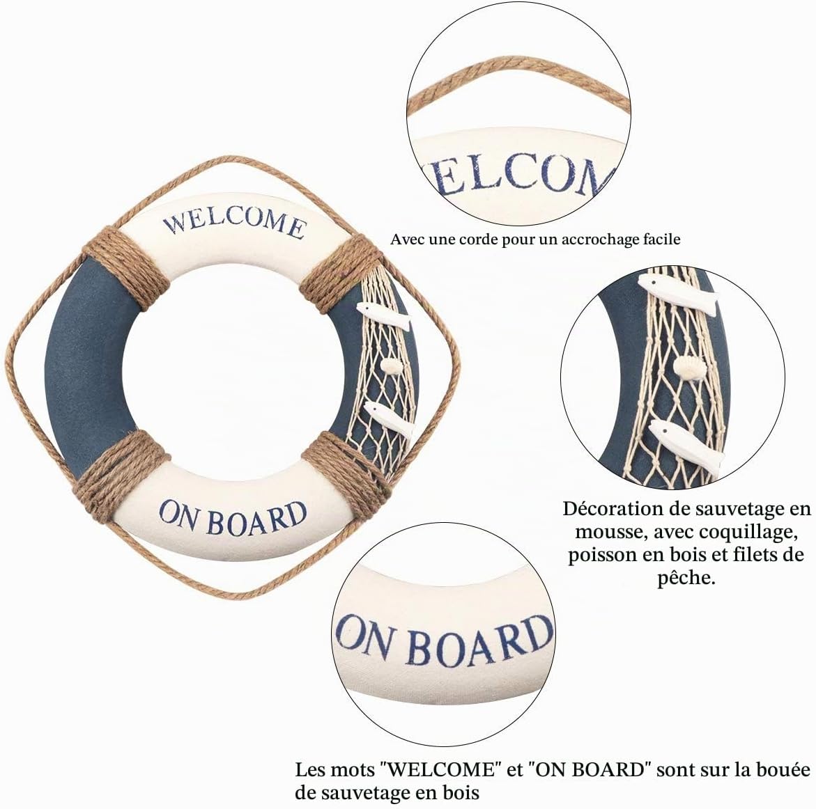 Bouée décorative murale, style méditerranéen — 30 cm