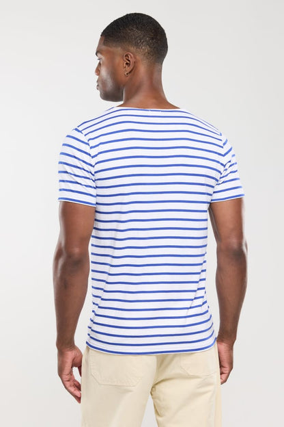 Marinière Armor Lux modèle Hoedic, coton jersey léger col bateau — blanc étoile