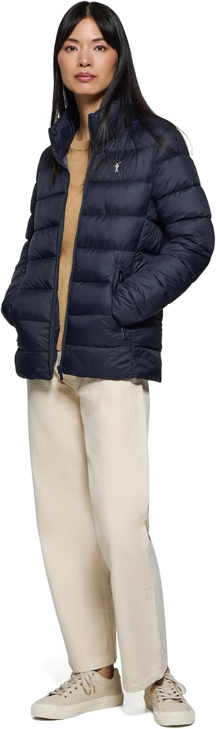 Veste ultra-légère Polo Club femme, broderie et fermeture zippée — bleu marine et noir