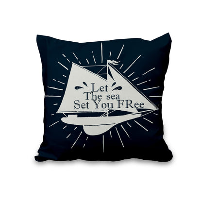 Lot de quatre housses de coussin nautiques effet lin