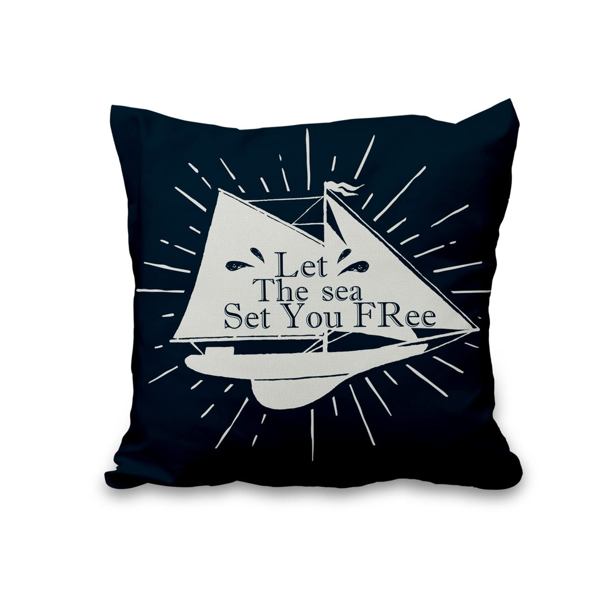 Lot de quatre housses de coussin nautiques effet lin