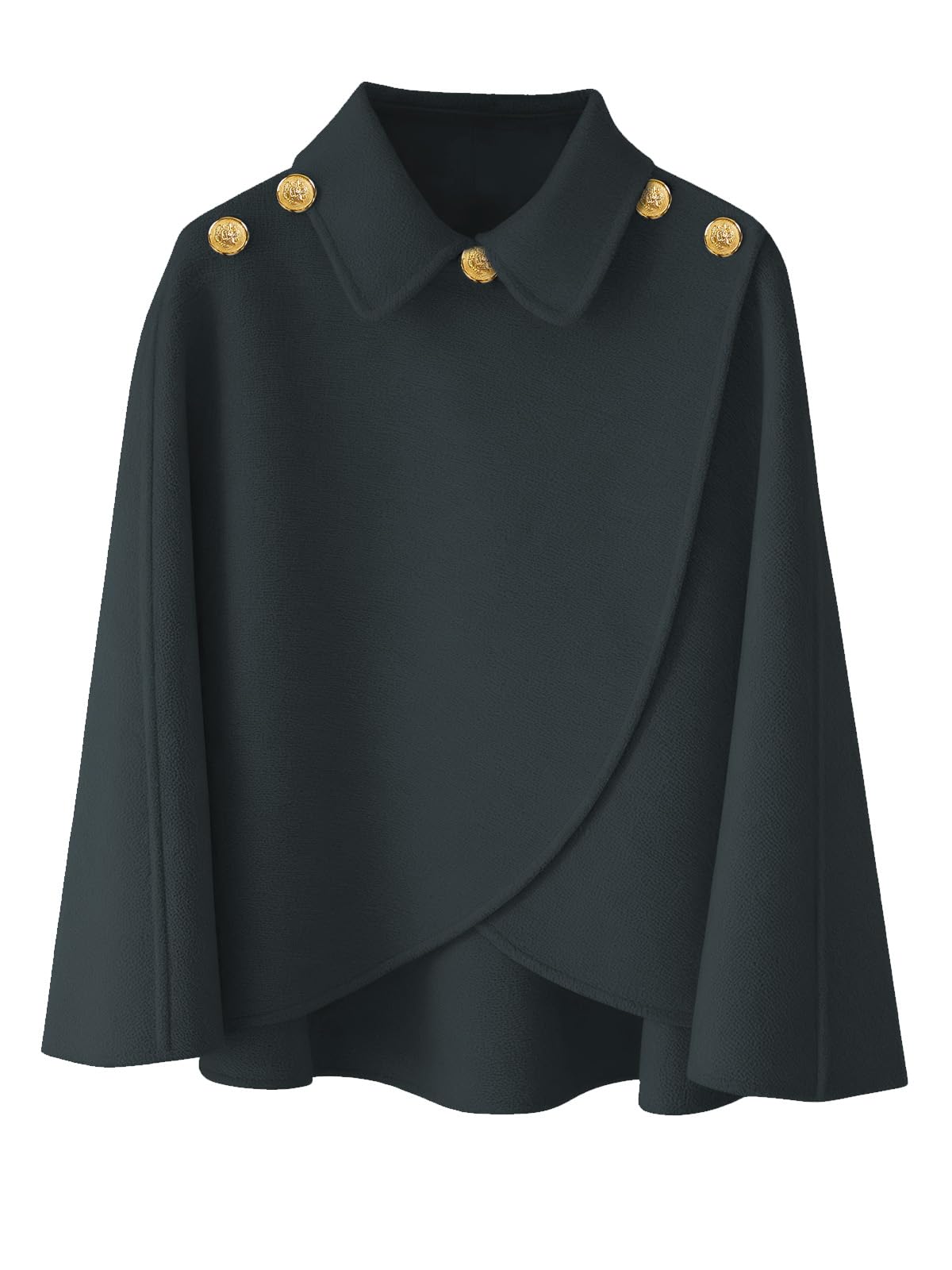Cape châle femme hiver, fausse fourrure col à revers boutons vintage