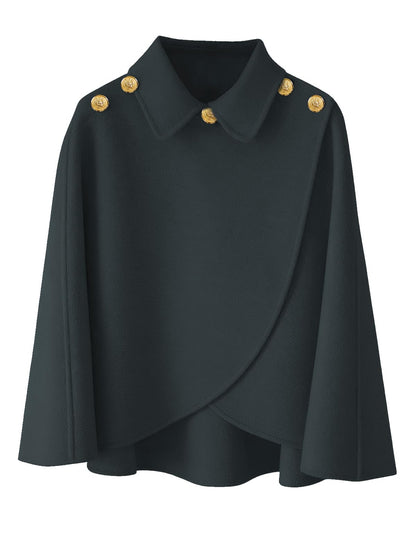 Cape châle femme hiver, fausse fourrure col à revers boutons vintage