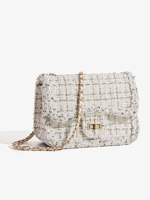 Sac bandoulière en tweed à chaîne