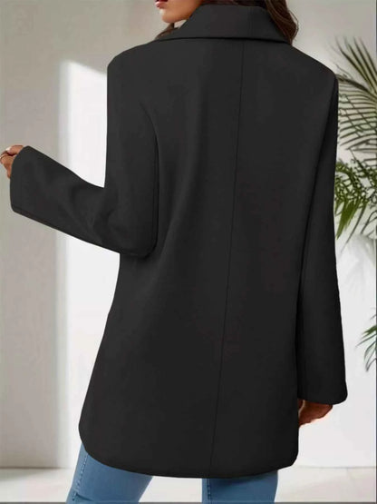 Manteau oversize col à revers bouton unique en mélange laine
