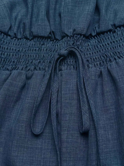 Combishort décontracté col V à taille élastique