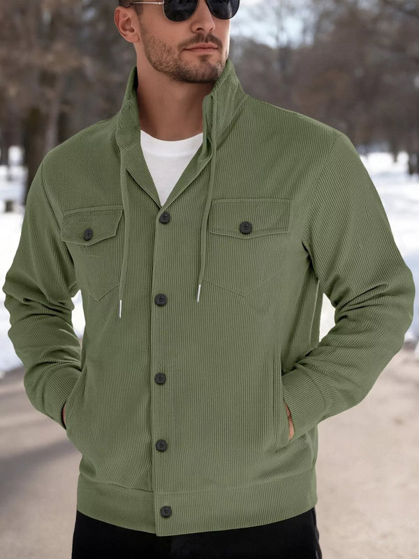 Veste homme boutonnée en velours côtelé