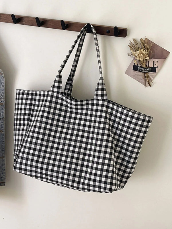 Tote bag en toile à carreaux