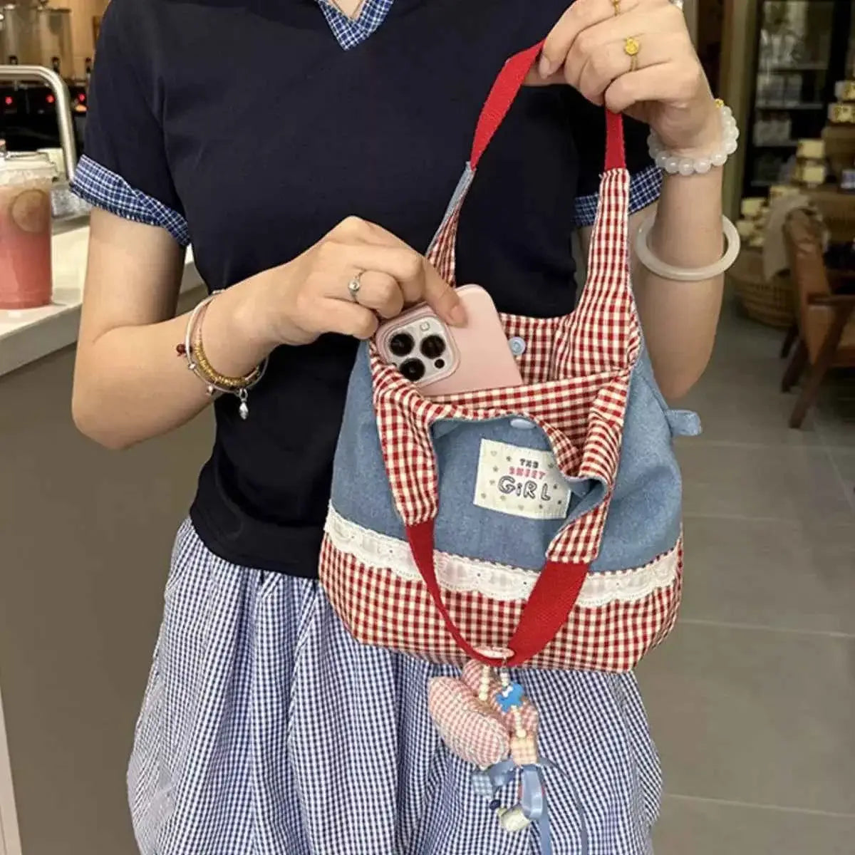 Petit sac à main en toile imprimée