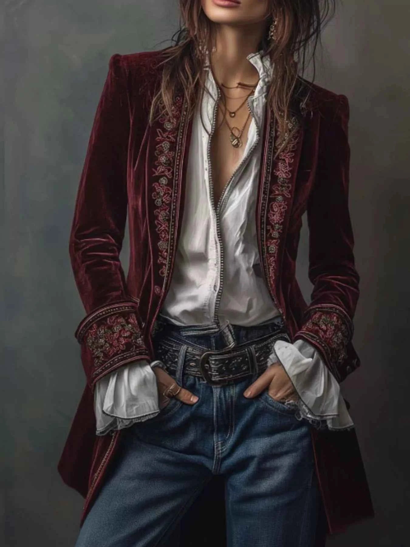 Veste boutonnée à imprimé floral
