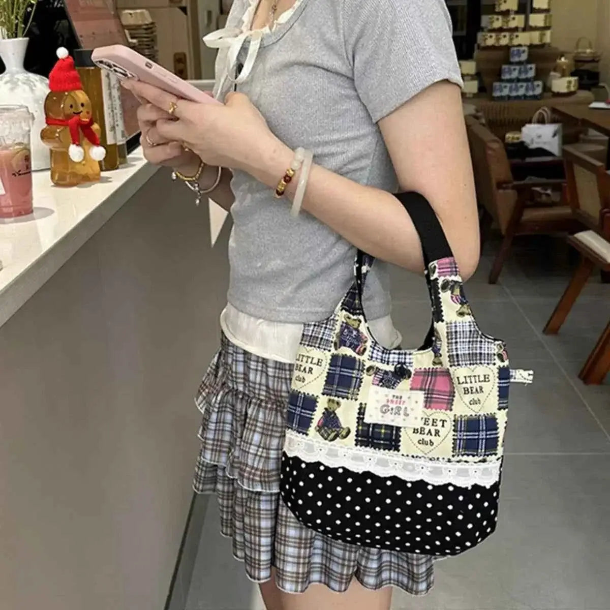 Petit sac à main en toile imprimée