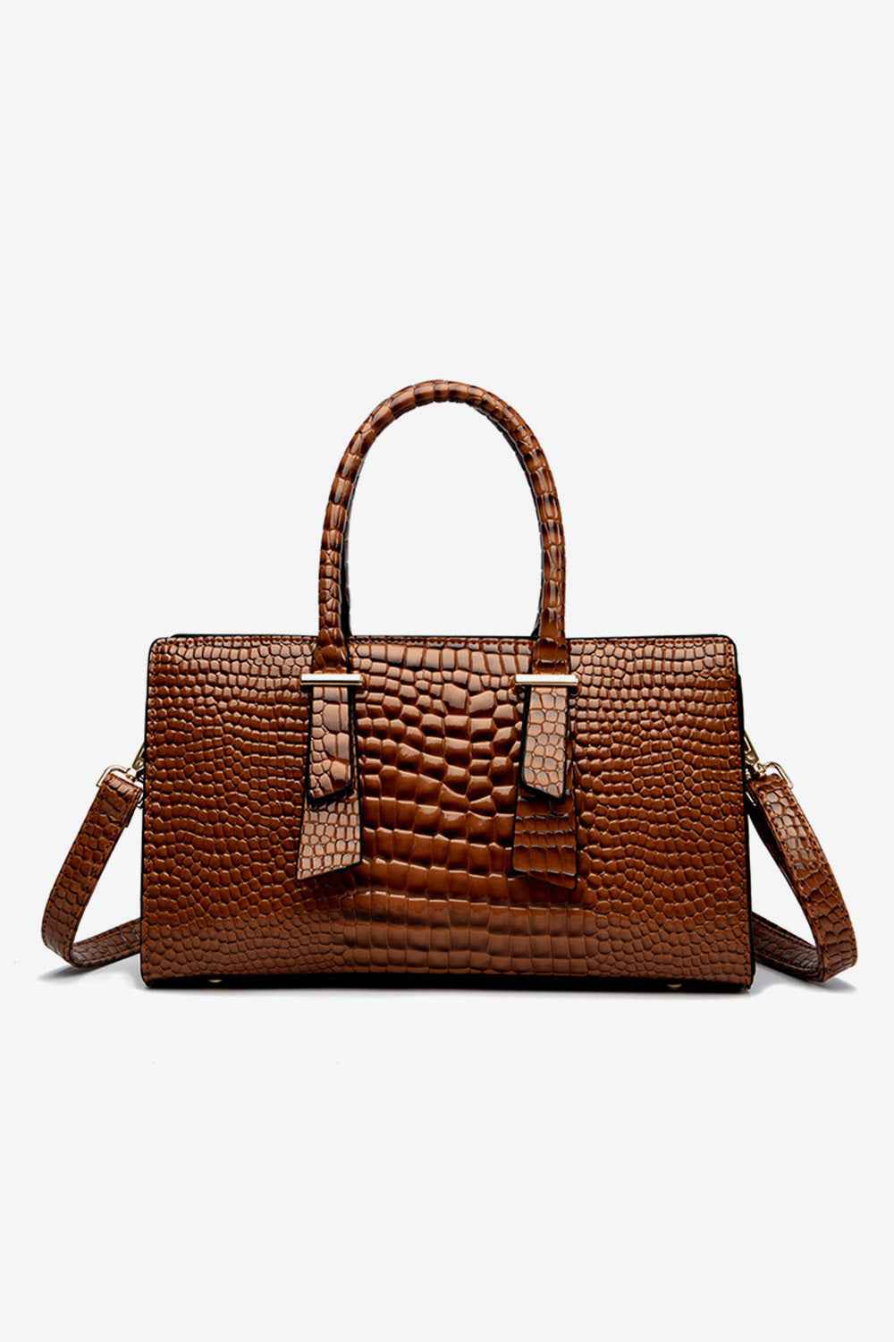 Grand sac en cuir texturé brun foncé