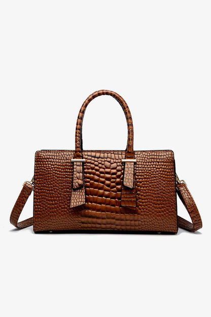 Grand sac en cuir texturé brun foncé