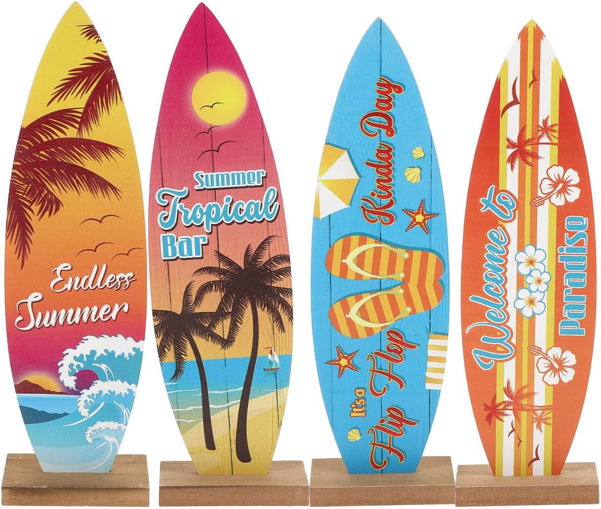 Mini planches de surf décoratives — lot de 4