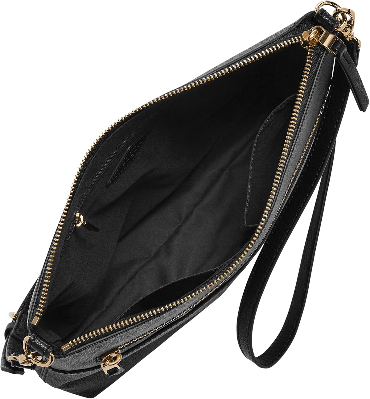 Sac bandoulière Fossil Fiona EW Crossbody — cuir, noir et rayures noires