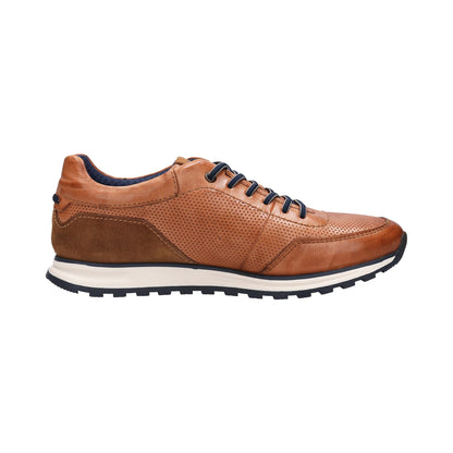 Basket Bugatti cuir cognac, finition artisanale deux tons