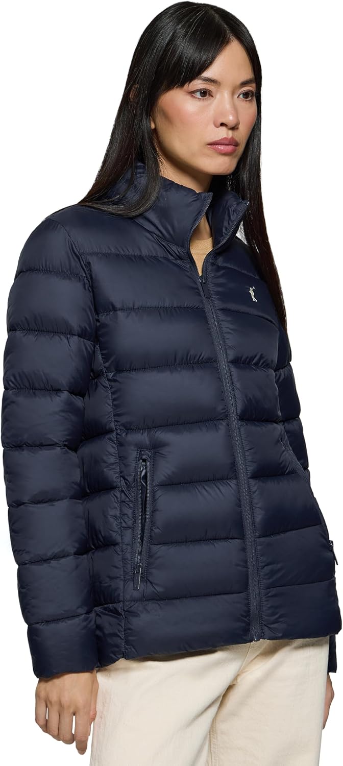 Veste ultra-légère Polo Club femme, broderie et fermeture zippée — bleu marine et noir