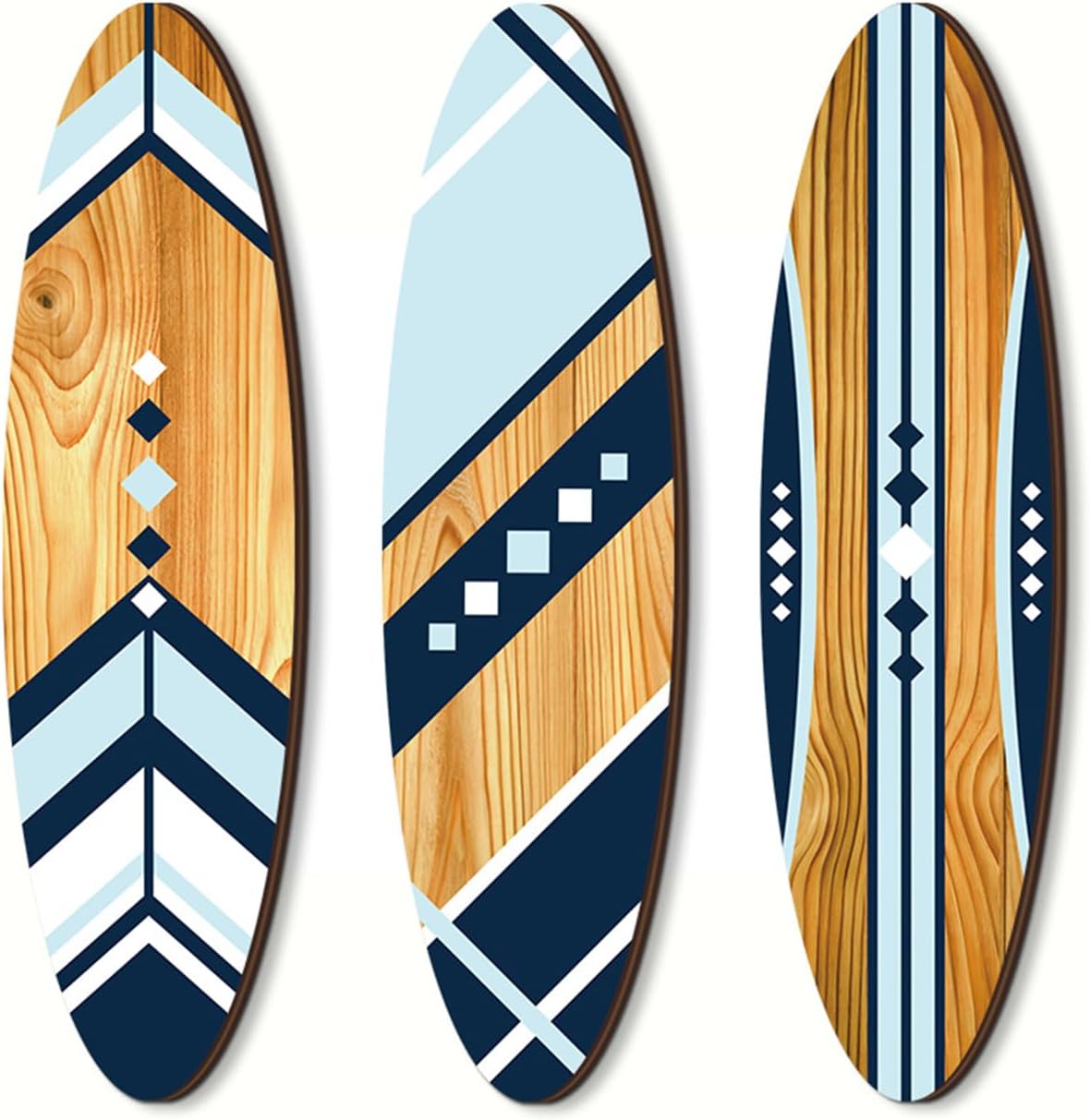 Planches de surf décoratives en bois — lot de 3