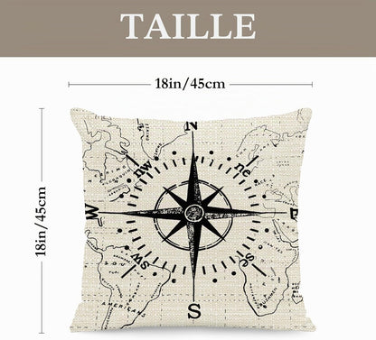 Lot de quatre housses de coussin à motifs de barre de bateau