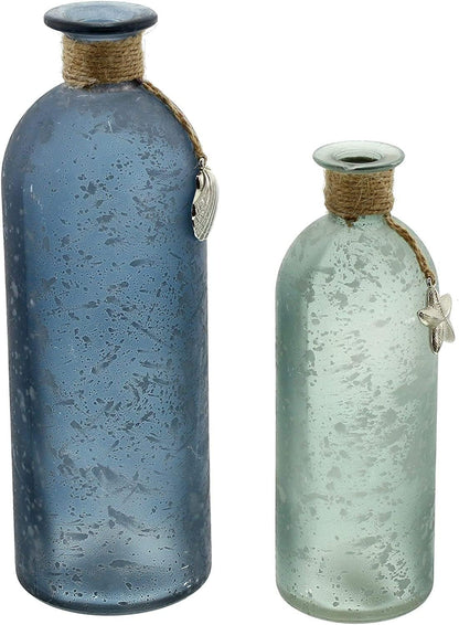 Vases maritimes en verre satiné — lot de 2