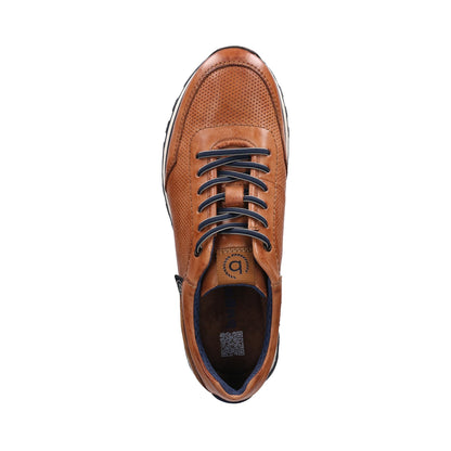 Basket Bugatti cuir cognac, finition artisanale deux tons