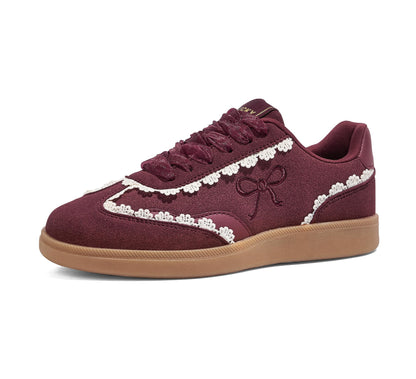 Baskets ballet-core à lacets dentelle et ruban organza — simili daim