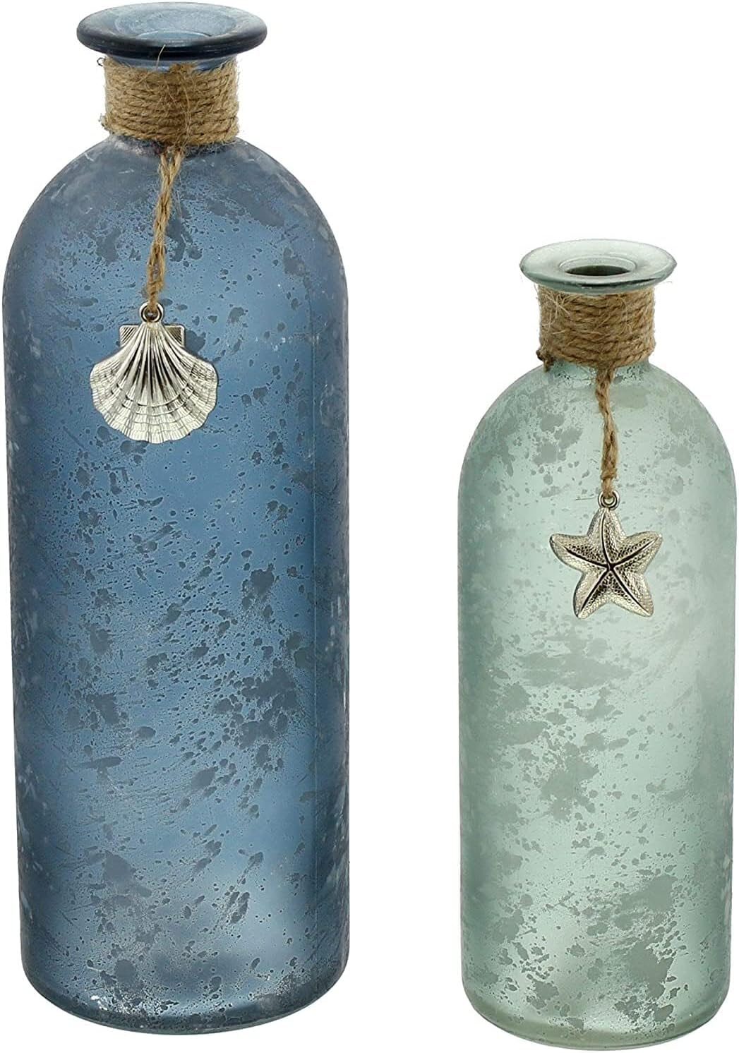 Vases maritimes en verre satiné — lot de 2