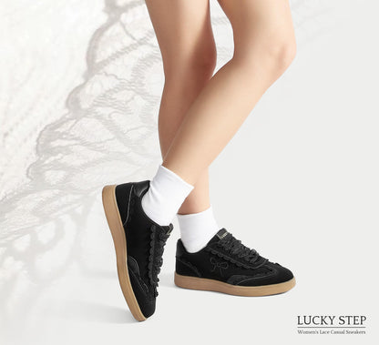 Baskets ballet-core à lacets dentelle et ruban organza — simili daim