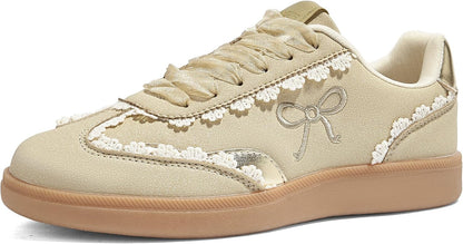 Baskets ballet-core à lacets dentelle et ruban organza — simili daim