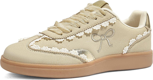Baskets ballet-core à lacets dentelle et ruban organza — simili daim