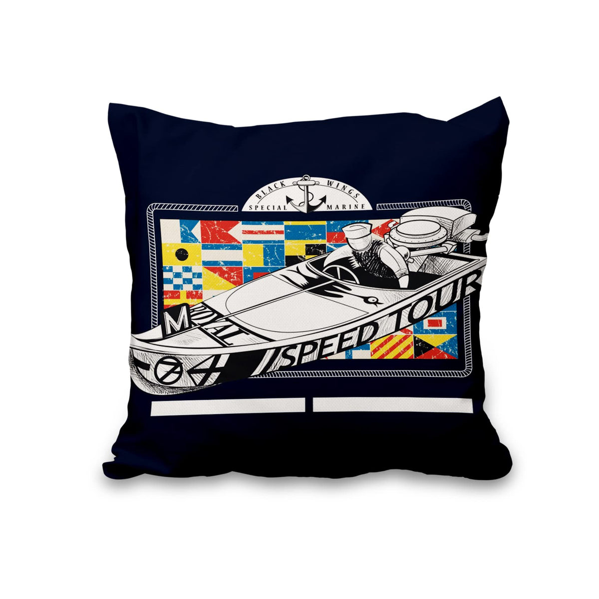 Lot de quatre housses de coussin nautiques effet lin