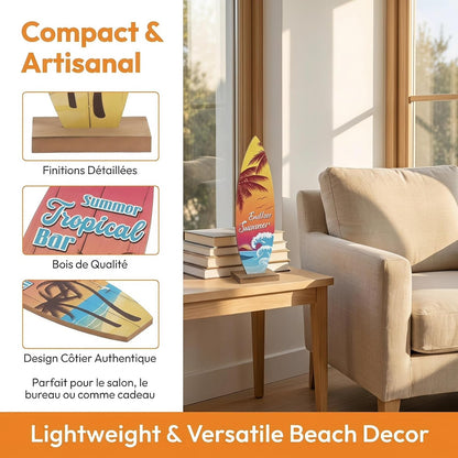 Mini planches de surf décoratives — lot de 4