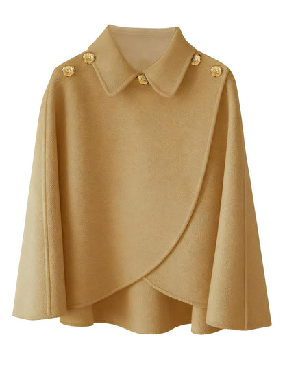 Cape châle femme hiver, fausse fourrure col à revers boutons vintage