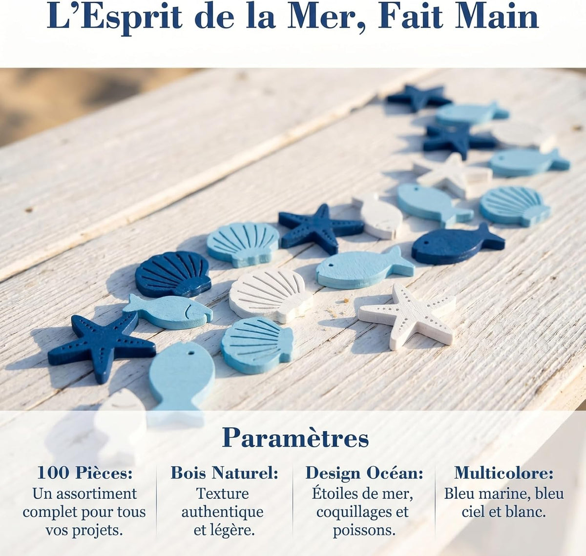 Décorations de bois marins — 100 pièces