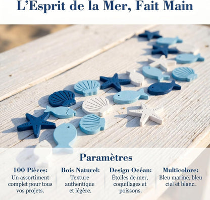 Décorations de bois marins — 100 pièces