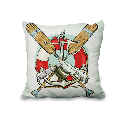 Lot de quatre housses de coussin nautiques effet lin