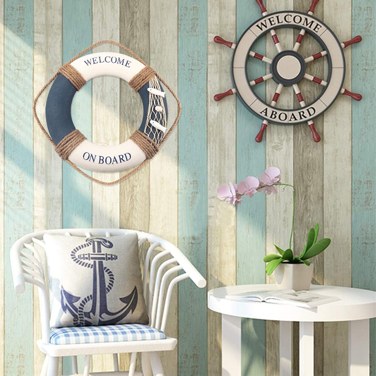 Bouée décorative murale, style méditerranéen — 30 cm