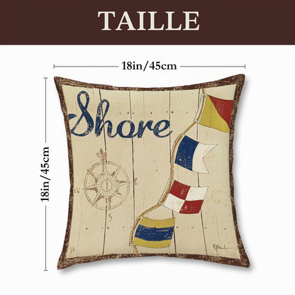 Lot de quatre housses de coussin à motifs de barre de bateau