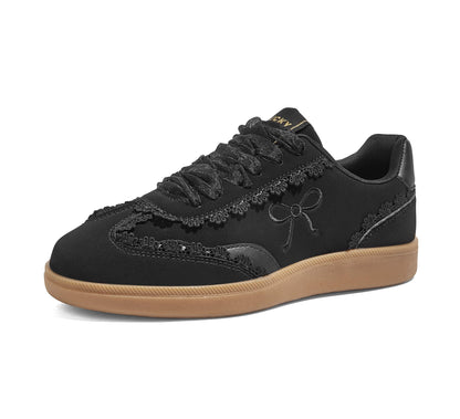 Baskets ballet-core à lacets dentelle et ruban organza — simili daim