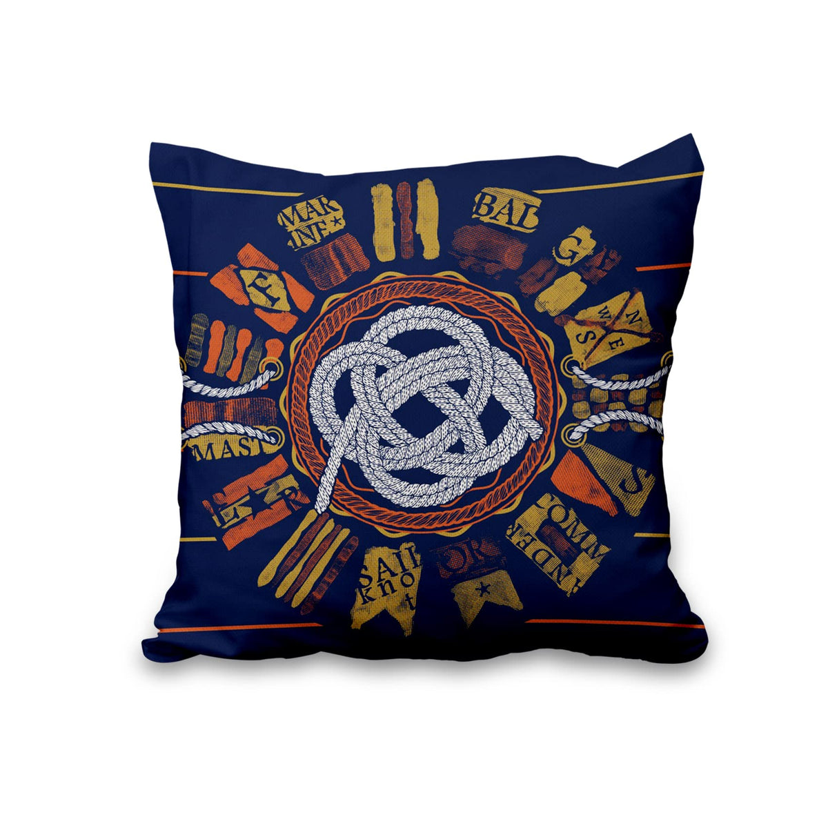 Lot de quatre housses de coussin nautiques effet lin