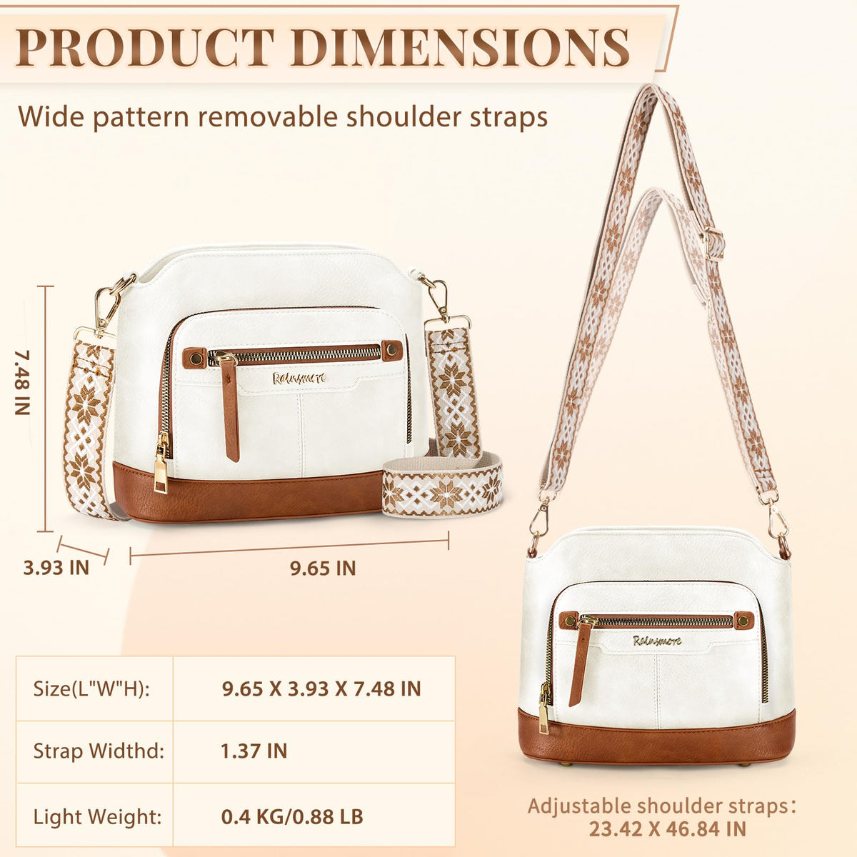 Sac bandoulière cuir PU tressé vintage Rainsmore — 21 poches, 3 ports, 4 coloris