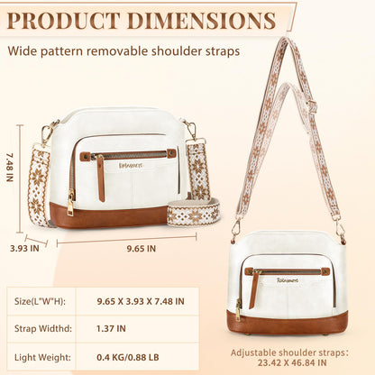 Sac bandoulière cuir PU tressé vintage Rainsmore — 21 poches, 3 ports, 4 coloris